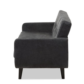 Baxton Studio Carina Mid-Century Modern Dark Grey Fabric Upholstered Sofa Baxton Studio-sofas-Minimal And Modern - 3