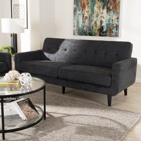 Baxton Studio Carina Mid-Century Modern Dark Grey Fabric Upholstered Sofa Baxton Studio-sofas-Minimal And Modern - 7