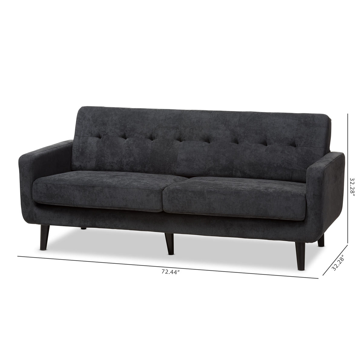 Baxton Studio Carina Mid-Century Modern Dark Grey Fabric Upholstered Sofa Baxton Studio-sofas-Minimal And Modern - 9