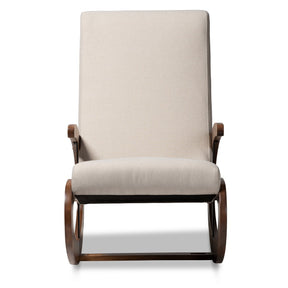 Baxton Studio Kaira Modern and Contemporary Light Beige Fabric Upholstered and Walnut-Finished Wood Rocking Chair