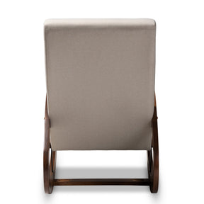 Baxton Studio Kaira Modern and Contemporary Light Beige Fabric Upholstered and Walnut-Finished Wood Rocking Chair