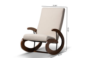 Baxton Studio Kaira Modern and Contemporary Light Beige Fabric Upholstered and Walnut-Finished Wood Rocking Chair