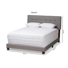 Baxton Studio Audrey Modern and Contemporary Light Grey Fabric Upholstered Queen Size Bed Baxton Studio-0-Minimal And Modern - 10