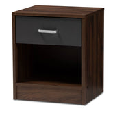 Baxton Studio Hansel Modern and Contemporary 1-Drawer Dark Brown and Dark Grey Finished Nightstand Baxton Studio-nightstands-Minimal And Modern - 1