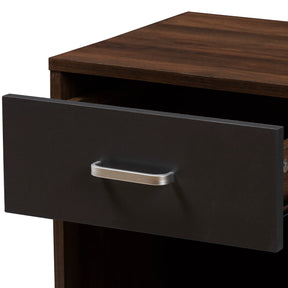 Baxton Studio Hansel Modern and Contemporary 1-Drawer Dark Brown and Dark Grey Finished Nightstand Baxton Studio-nightstands-Minimal And Modern - 6