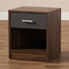 Baxton Studio Hansel Modern and Contemporary 1-Drawer Dark Brown and Dark Grey Finished Nightstand Baxton Studio-nightstands-Minimal And Modern - 8