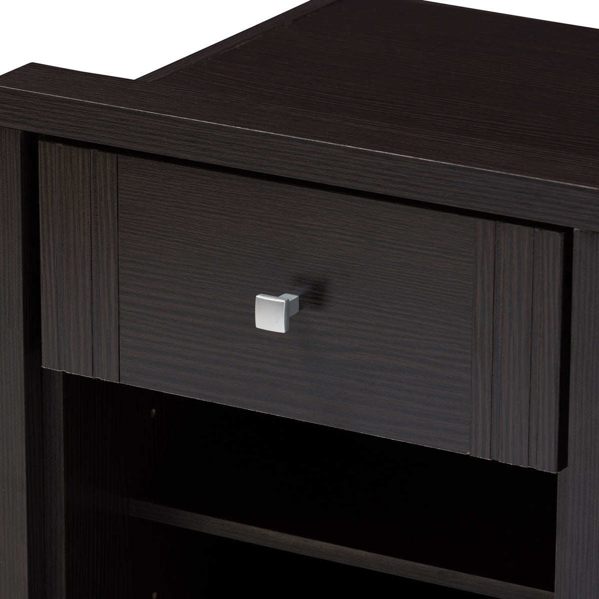 Baxton Studio Danette Modern and Contemporary Wenge Brown Finished 1-Drawer Nightstand Baxton Studio-nightstands-Minimal And Modern - 5