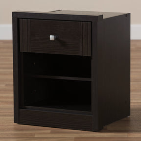 Baxton Studio Danette Modern and Contemporary Wenge Brown Finished 1-Drawer Nightstand Baxton Studio-nightstands-Minimal And Modern - 8