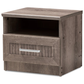 Baxton Studio Gallia Modern and Contemporary Oak Brown Finished 1-Drawer Nightstand Baxton Studio-nightstands-Minimal And Modern - 1