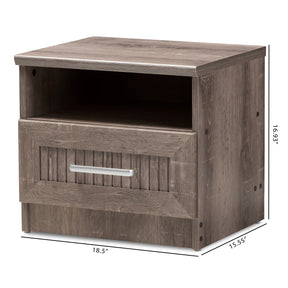 Baxton Studio Gallia Modern and Contemporary Oak Brown Finished 1-Drawer Nightstand Baxton Studio-nightstands-Minimal And Modern - 9