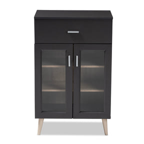 Baxton Studio Jonas Modern and Contemporary Dark Grey and Oak Brown Finished Kitchen Cabinet Baxton Studio-0-Minimal And Modern - 4