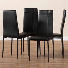 Baxton Studio Matiese Modern and Contemporary Black Faux Leather Upholstered Dining Chair (Set of 4) Baxton Studio-dining chair-Minimal And Modern - 5