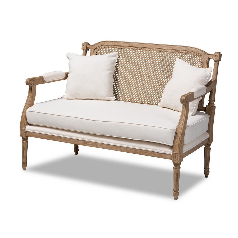 Baxton Studio Clemence French Provincial Ivory Fabric Upholstered Whit