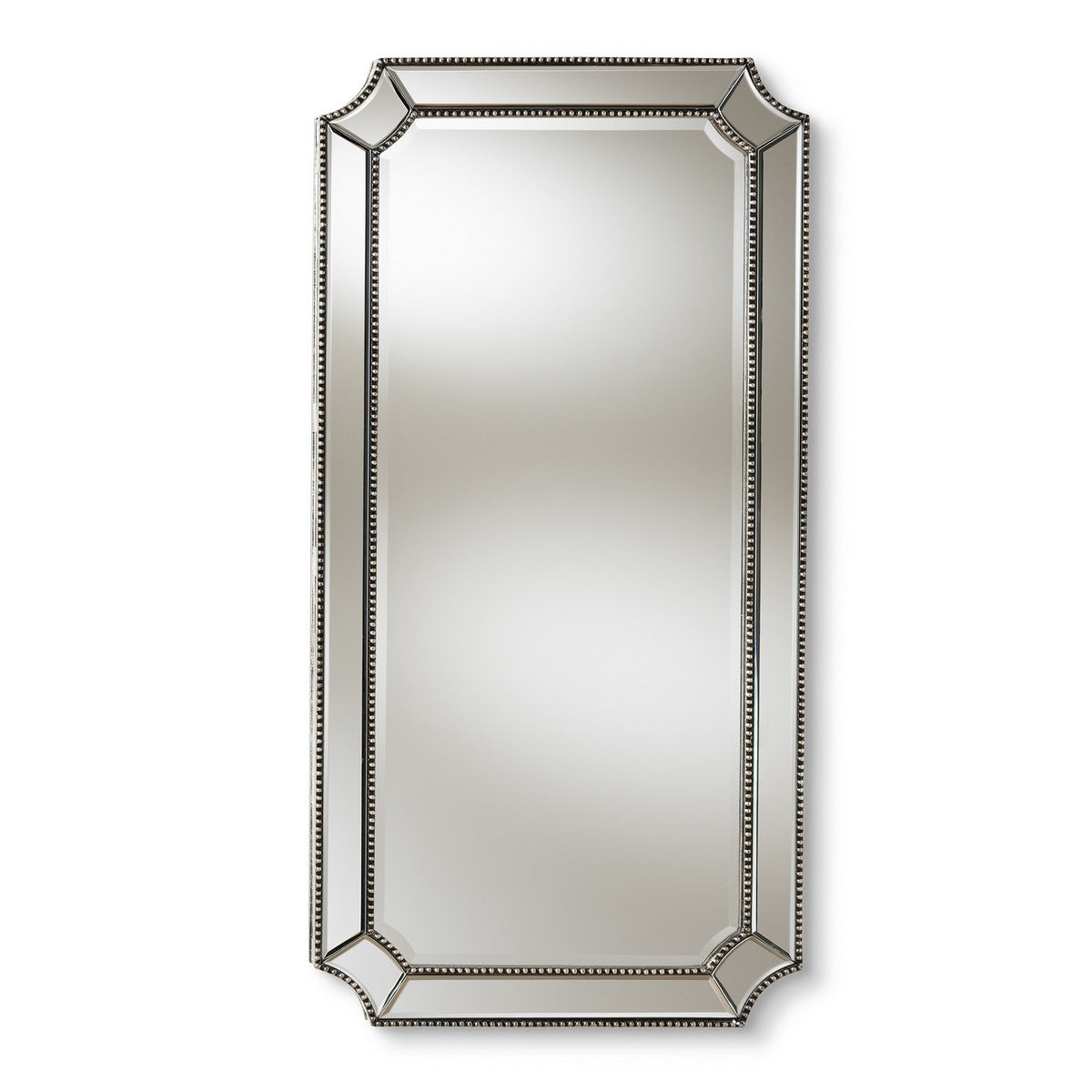 Baxton Studio Romina Art Deco Antique Silver Finished Accent Wall Mirr