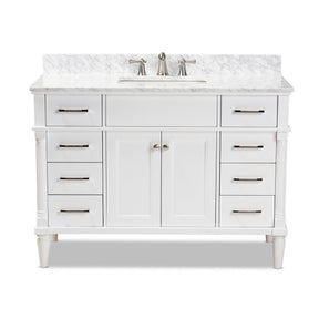 Baxton Studio Monte 48-Inch Transitional White finished Wood and Marble Single Sink Bathroom Vanity