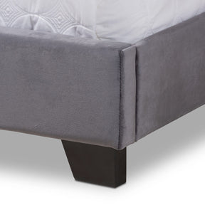 Baxton Studio Darcy Luxe and Glamour Dark Grey Velvet Upholstered King Size Bed Baxton Studio-0-Minimal And Modern - 6