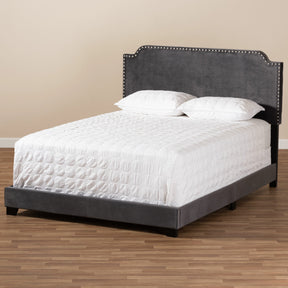 Baxton Studio Darcy Luxe and Glamour Dark Grey Velvet Upholstered King Size Bed Baxton Studio-0-Minimal And Modern - 8