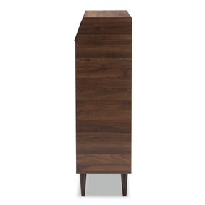 Baxton Studio Cormier Mid-Century Modern Walnut Brown finished 2-Door Wood Entryway Shoe Storage Cabinet