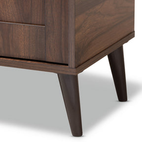 Baxton Studio Cormier Mid-Century Modern Walnut Brown finished 2-Door Wood Entryway Shoe Storage Cabinet