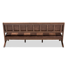 Baxton Studio Rovelyn Rustic Brown Faux Leather Upholstered Walnut Finished Wood Sofa