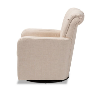 Baxton Studio Rayner Modern and Contemporary Beige Fabric Upholstered Swivel Chair