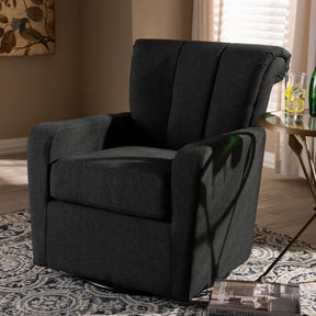 Baxton Studio Rayner Modern and Contemporary Grey Fabric Upholstered Swivel Chair