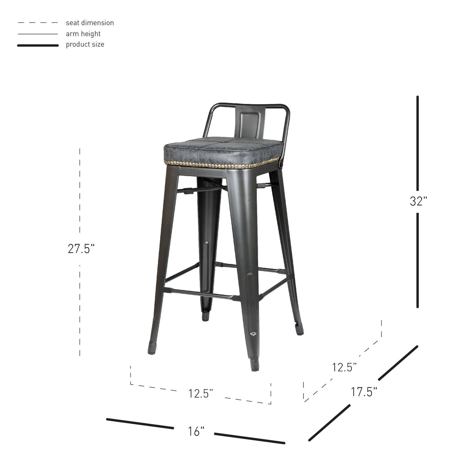 Metropolis PU Leather Low Back Counter Stool (Set of 4) by New Pacific Direct - 9300032