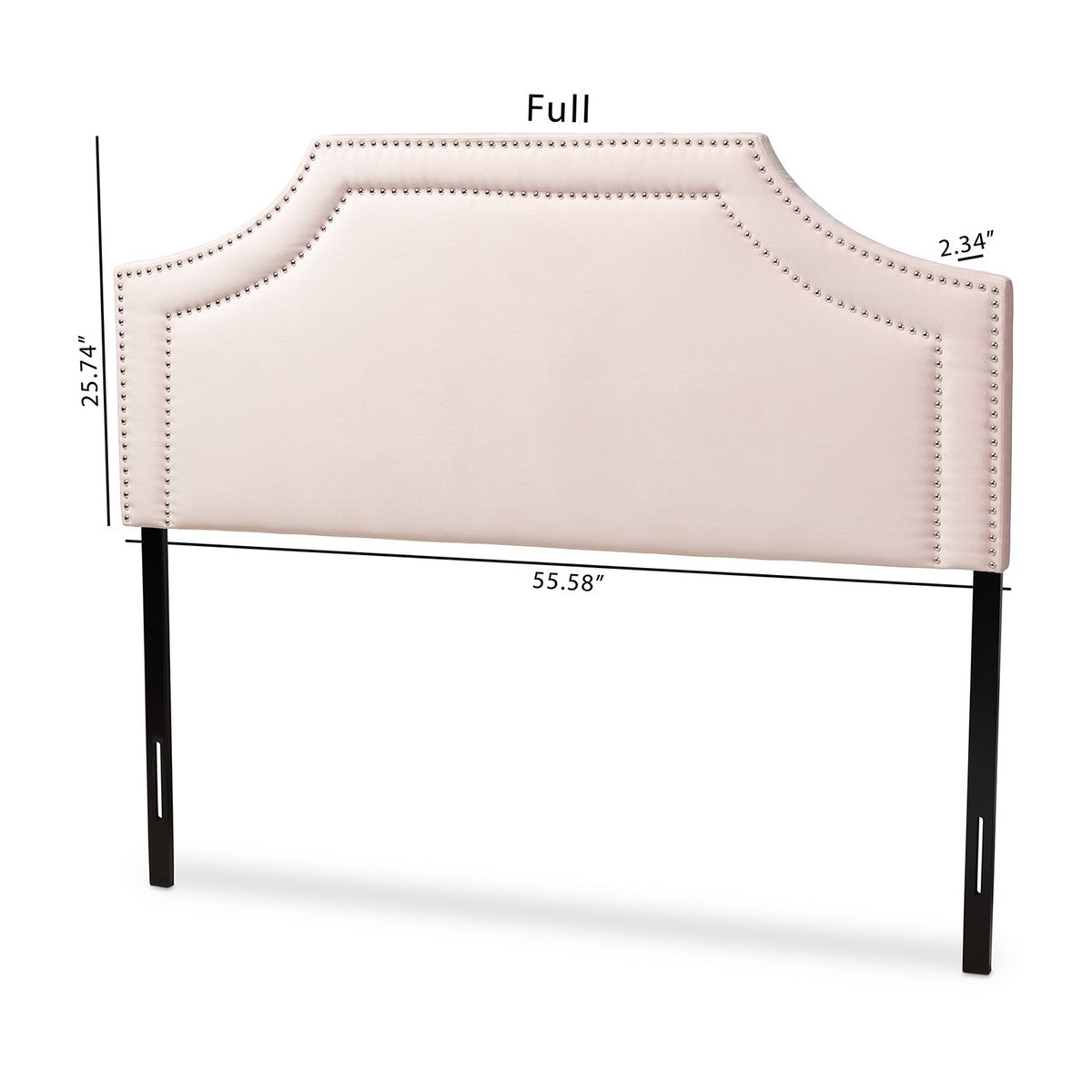 Baxton Studio Avignon Modern and Contemporary Light Pink Velvet Fabric Upholstered King Size Headboard