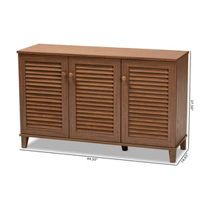 Baxton Studio Coolidge Modern and Contemporary Walnut Finished 8-Shelf Wood Shoe Storage Cabinet