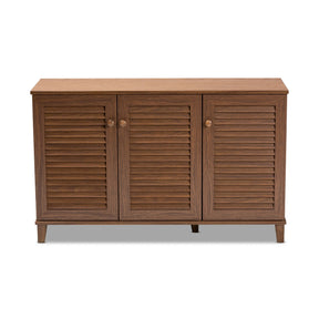 Baxton Studio Coolidge Modern and Contemporary Walnut Finished 8-Shelf Wood Shoe Storage Cabinet