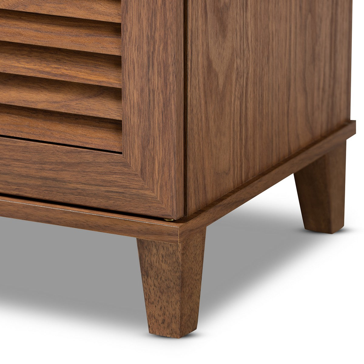 Baxton Studio Coolidge Modern and Contemporary Walnut Finished 8-Shelf Wood Shoe Storage Cabinet