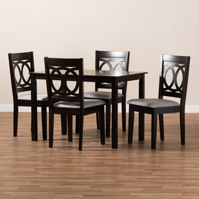 Baxton Studio Lenoir Modern and Contemporary Gray Fabric Upholstered Espresso Brown Finished Wood 5-Piece Dining Set