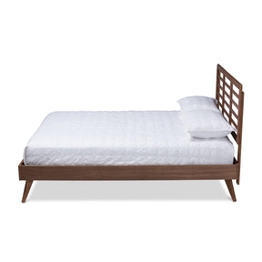 Baxton Studio Calisto Mid-Century Modern Walnut Brown Finished Wood Full Size Platform Bed Baxton Studio-beds-Minimal And Modern - 1