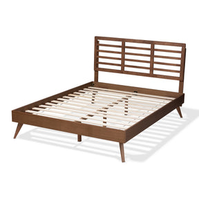 Baxton Studio Calisto Mid-Century Modern Walnut Brown Finished Wood Full Size Platform Bed