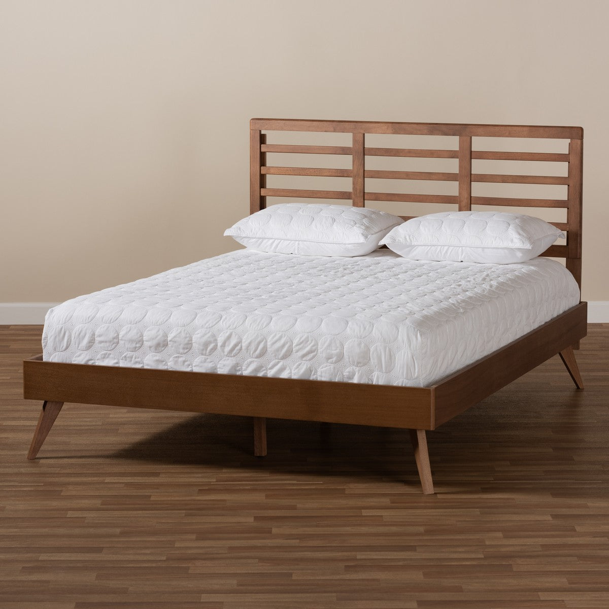 Baxton Studio Calisto Mid-Century Modern Walnut Brown Finished Wood Full Size Platform Bed