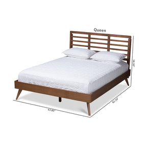 Baxton Studio Calisto Mid-Century Modern Walnut Brown Finished Wood Full Size Platform Bed