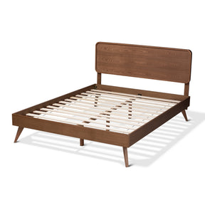 Baxton Studio Demeter Mid-Century Modern Walnut Brown Finished Wood Full Size Platform Bed