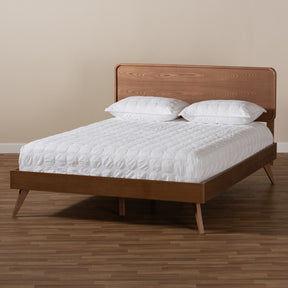 Baxton Studio Demeter Mid-Century Modern Walnut Brown Finished Wood Full Size Platform Bed