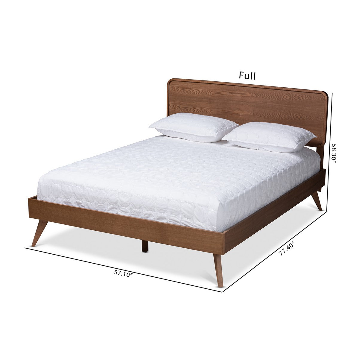 Baxton Studio Demeter Mid-Century Modern Walnut Brown Finished Wood King Size Platform Bed