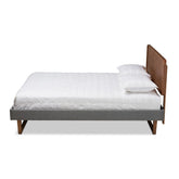 Baxton Studio Ayla Mid-Century Modern Dark Grey Fabric Upholstered Walnut Brown Finished Wood King Size Platform Bed Baxton Studio-beds-Minimal And Modern - 1