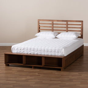 Baxton Studio Milana Modern Transitional Ash Walnut Brown Finished Wood 4-Drawer Full Size Platform Storage Bed