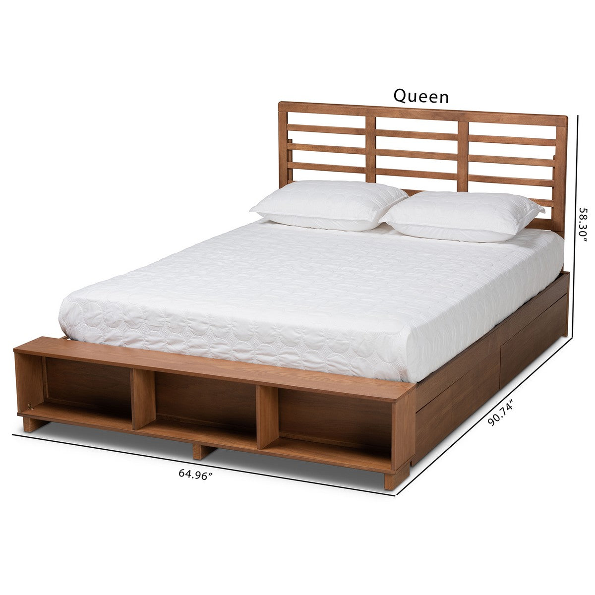 Baxton Studio Milana Modern Transitional Ash Walnut Brown Finished Wood 4-Drawer Full Size Platform Storage Bed