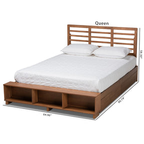 Baxton Studio Milana Modern Transitional Ash Walnut Brown Finished Wood 4-Drawer Full Size Platform Storage Bed