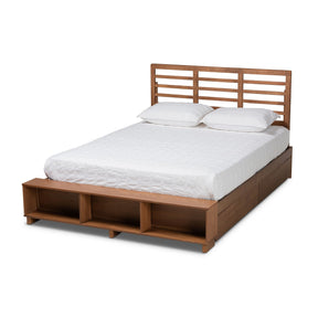 Baxton Studio Milana Modern Transitional Ash Walnut Brown Finished Wood 4-Drawer Full Size Platform Storage Bed Baxton Studio-beds-Minimal And Modern - 1