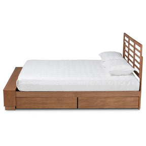 Baxton Studio Milana Modern Transitional Ash Walnut Brown Finished Wood 4-Drawer Full Size Platform Storage Bed