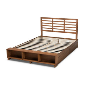 Baxton Studio Milana Modern Transitional Ash Walnut Brown Finished Wood 4-Drawer Full Size Platform Storage Bed