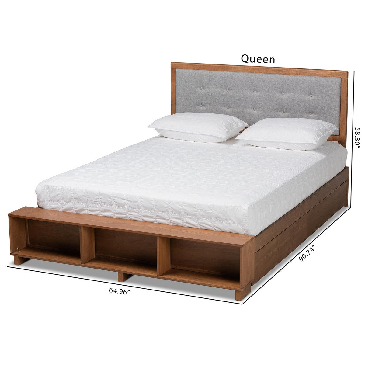 Baxton Studio Cosma Modern Transitional Ash Walnut Brown Finished Wood 4-Drawer Queen Size Platform Storage Bed