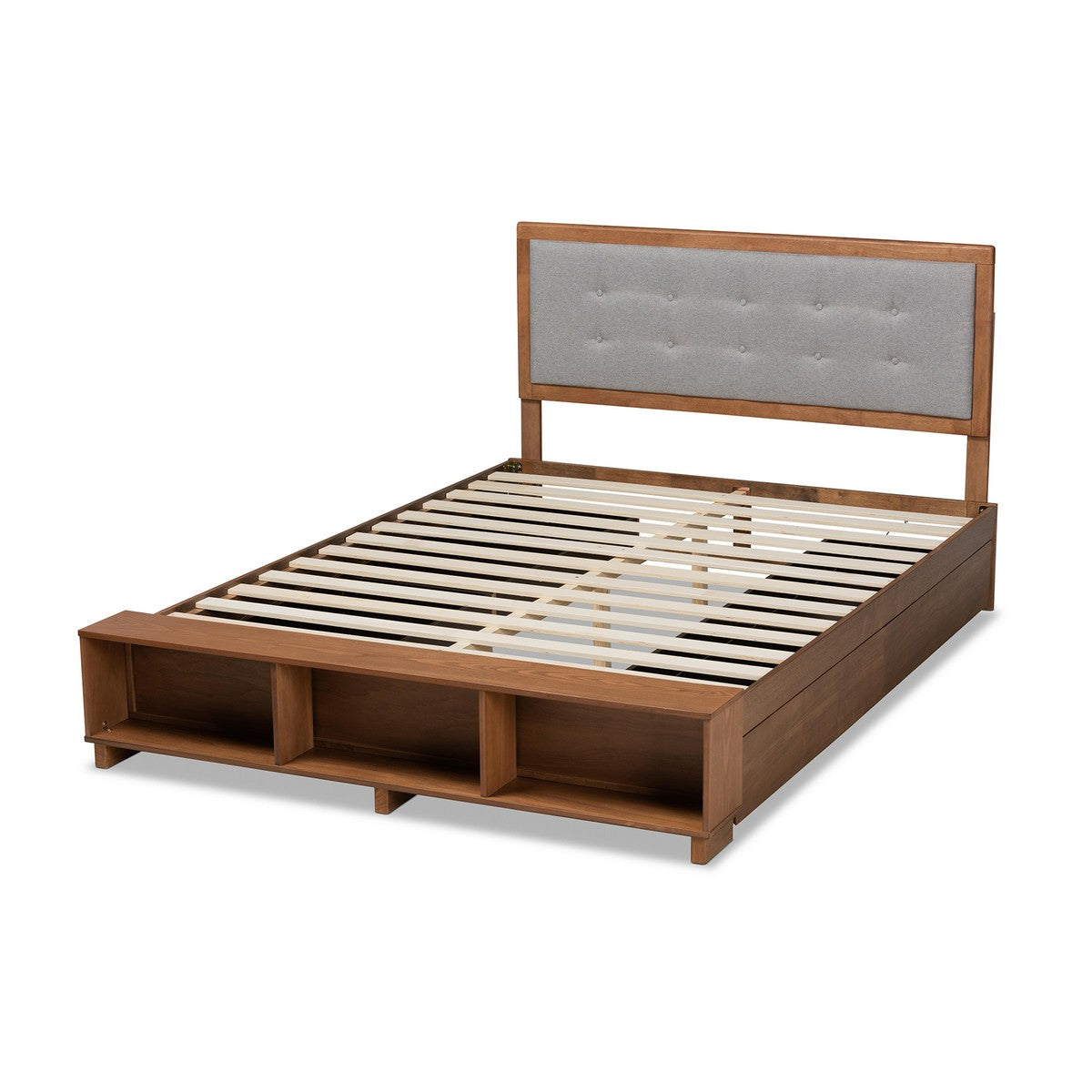 Baxton Studio Cosma Modern Transitional Ash Walnut Brown Finished Wood 4-Drawer Queen Size Platform Storage Bed