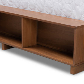 Baxton Studio Cosma Modern Transitional Ash Walnut Brown Finished Wood 4-Drawer Queen Size Platform Storage Bed