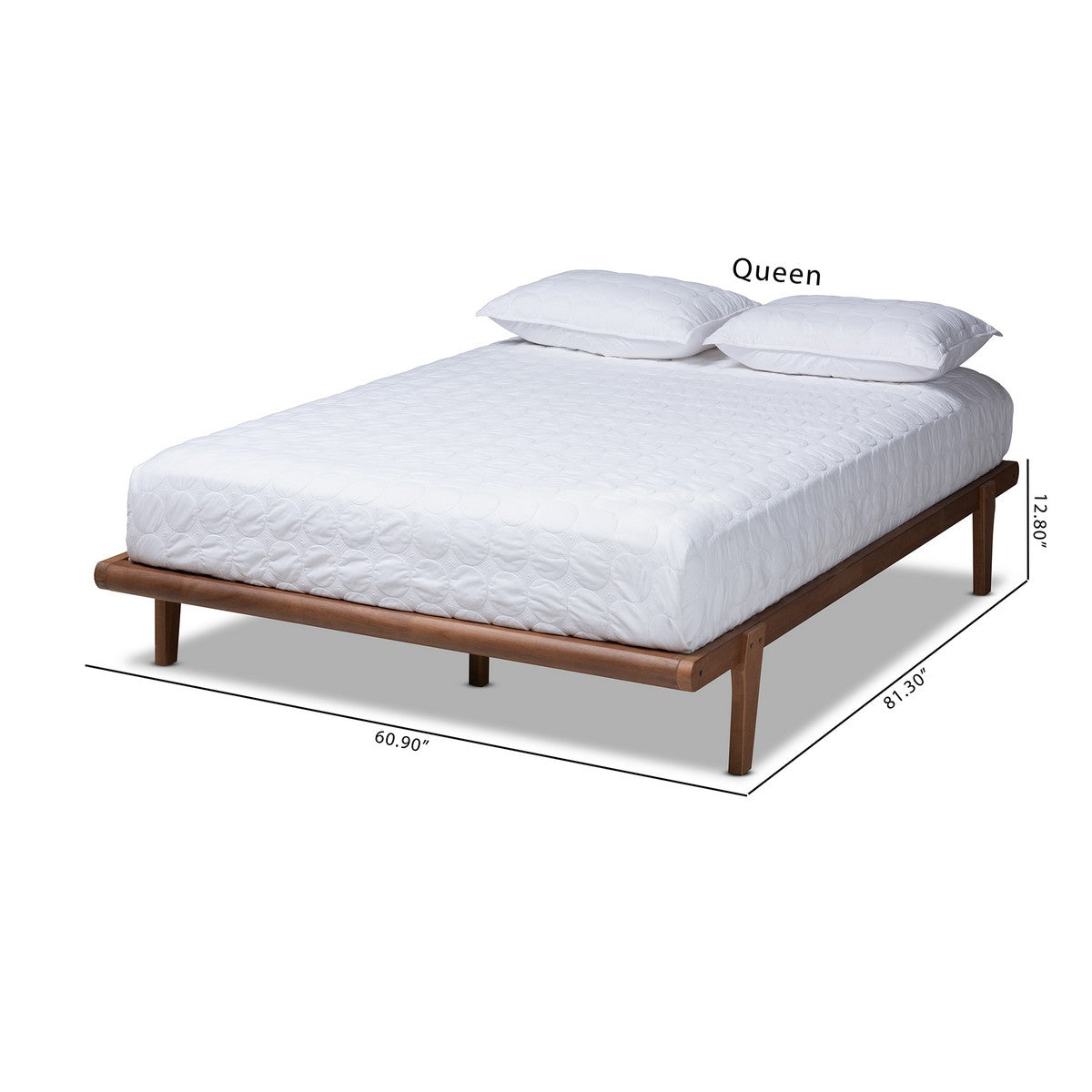 Baxton Studio Kaia Mid-Century Modern Walnut Brown Finished Wood King Size Platform Bed Frame